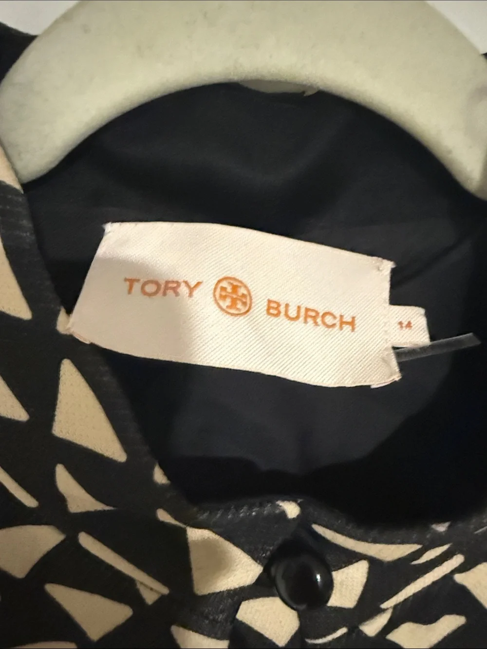 Tory Burch Black and Cream Triangle-Print Blazer